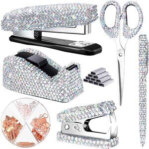 NEW Sparkling Bling Swarovski Crystal Rhinestone Desk Set Pink Or Silver…